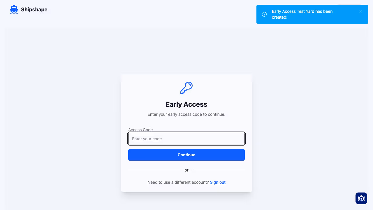 Early access registration page with invite code entry
